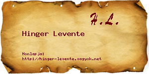 Hinger Levente névjegykártya